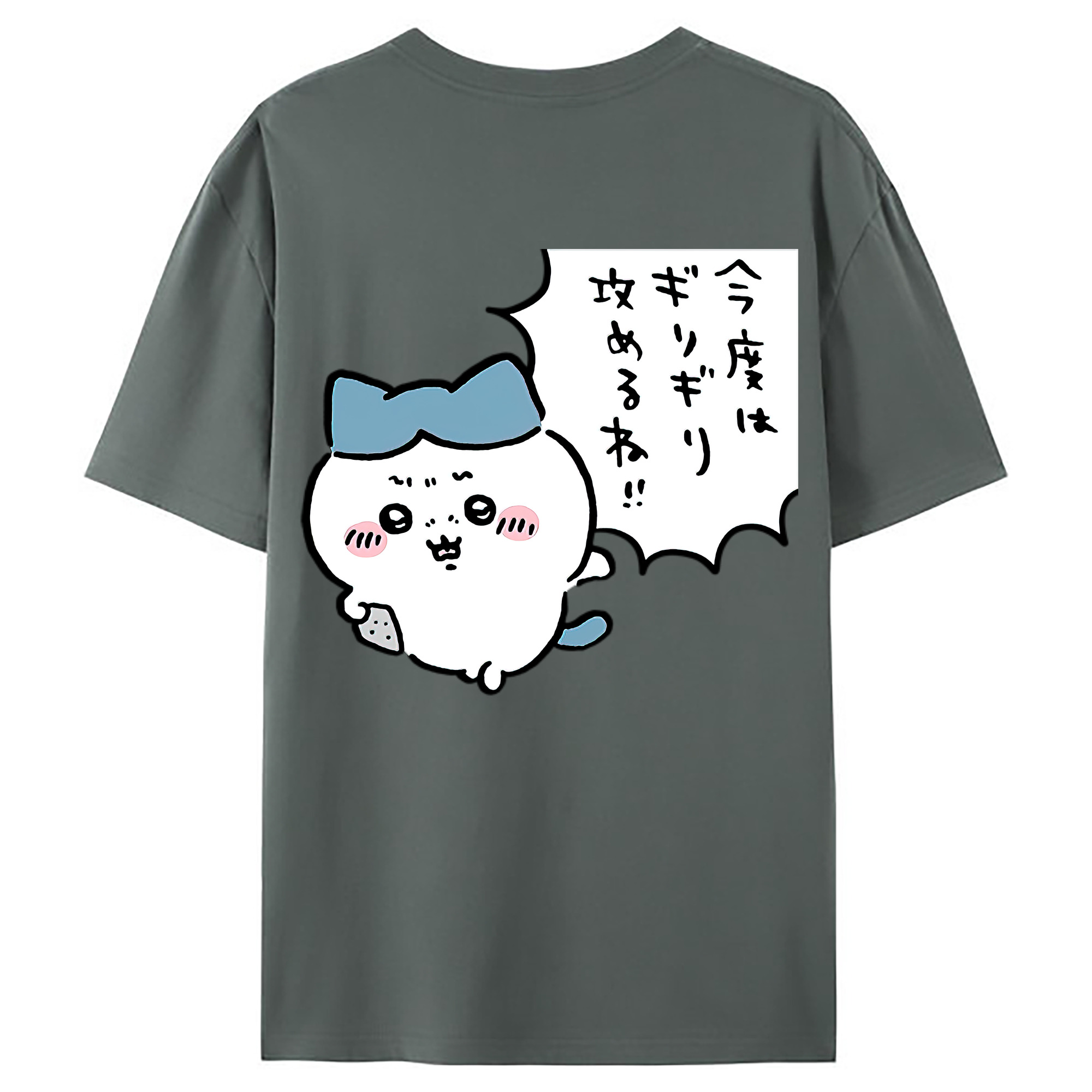 （画像用） ちいかわ ハチワレ Chii-kawa hachiware 綿100％ メンズ半袖Tシャツ（バックプリント） 通気性
